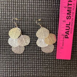 Filigree silver statement earrings w/ leaf motif